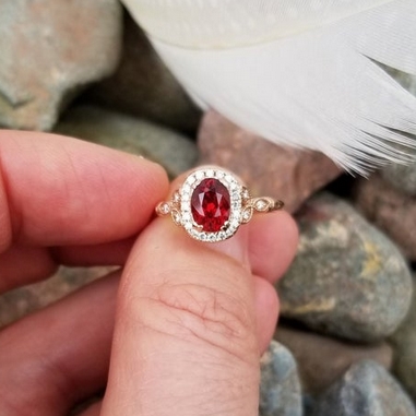 Red Spinel Rose Gold Vintage Inspired Ring from PristineGemstones on Etsy