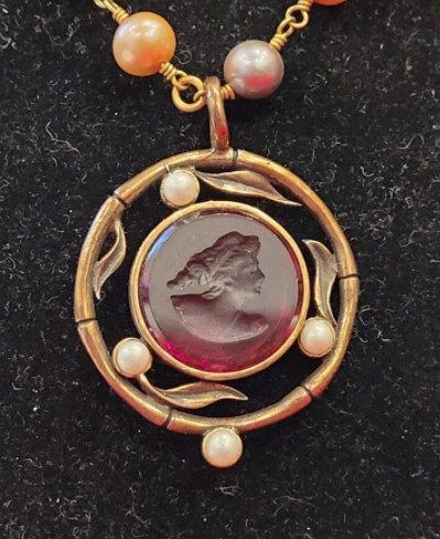 Extasia Reverse Carved Intaglio Pendant from Onebroochatatime on Etsy