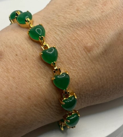 Vintage Green Jade Heart Bracelet from NemesisJewelryNYC on Etsy