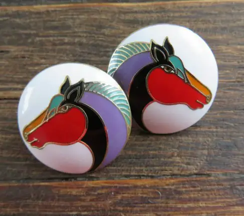 Laurel Burch KUNDUS Horse Button Stud Earrings from VintageOak on Etsy