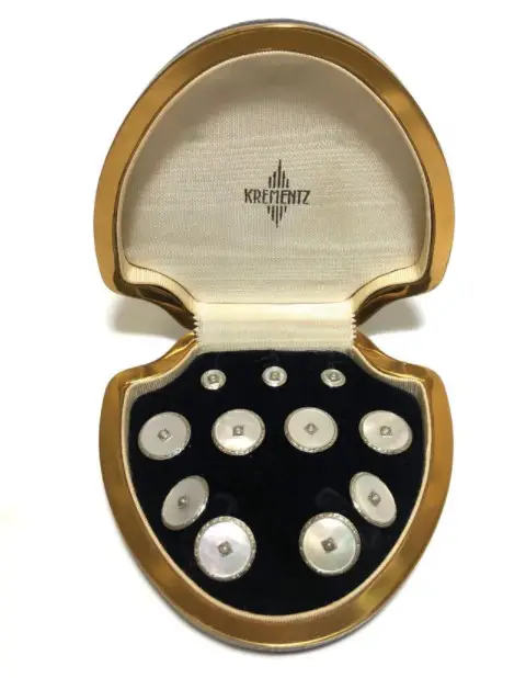Krementz Gold & Pearl Stud Set with Matching Cufflinks from missinglinknyc on Etsy