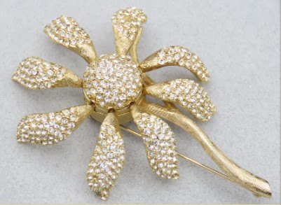 Les Bernard Pave Encrusted Daisy Brooch from Excuisite Vintage Jewels