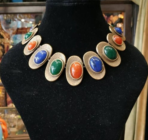 Multicoloured Les Bernard Vintage Necklace from TheHirstCollection on Etsy