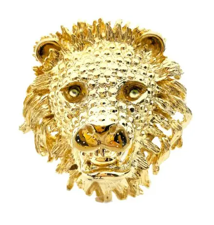 Ellen Kiam Gold Lion Face Brooch from 33karats on Etsy