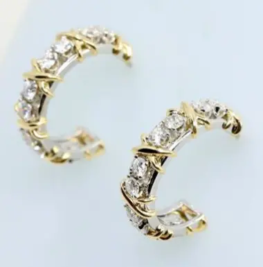 Tiffany & Co Schlumberger Twenty Stone Diamond Hoop Earrings from eBay