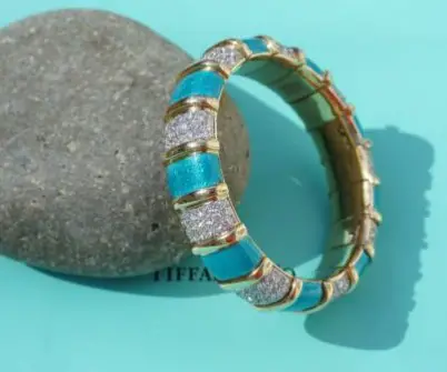 Tiffany & Co. Schlumberger Enamel and Diamond Bracelet from eBay
