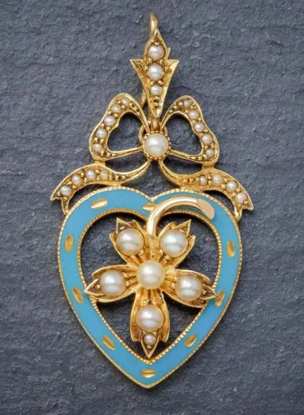 Edwardian Pearl Heart Pendant Brooch from LaurelleLtd on Etsy
