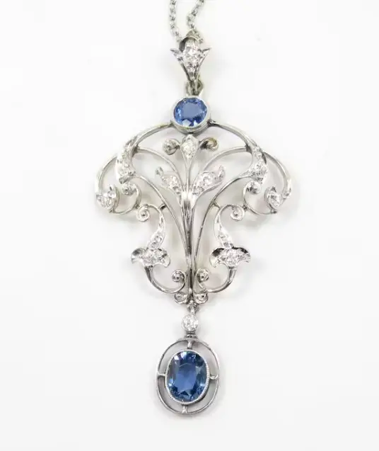 Sapphire and Diamond Edwardian Necklace from MagpieVintageJewelry on Etsy