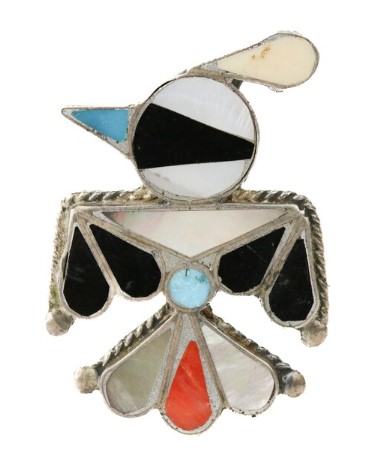 Old Fred Harvey Zuni Sterling & Multi-stone Inlay Brooch from TesorosTrading on Etsy