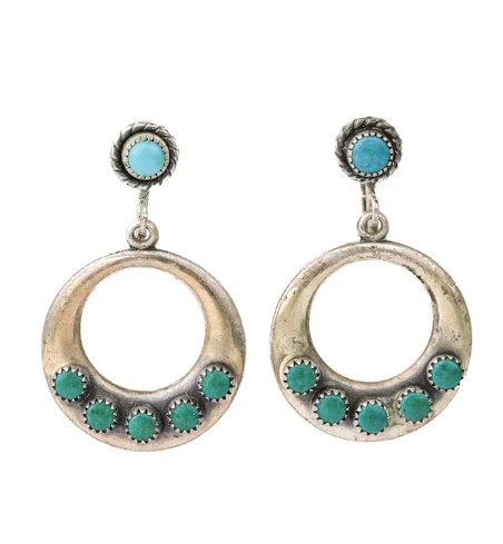 Vintage Fred Harvey Era Sterling Silver & Turquoise Earrings from MestizoTrading on Etsy