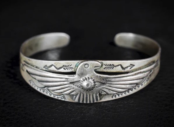 Vintage Fred Harvey Navajo Thunderbird Cuff Bracelet