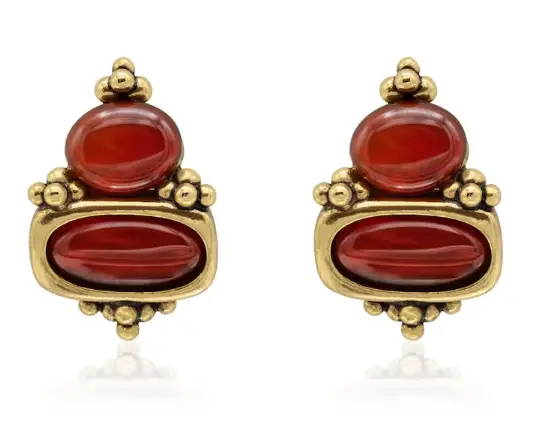 Vintage Oscar De La Renta Gold and Carnelian Earrings from PVDVintage Jewelry on Etsy