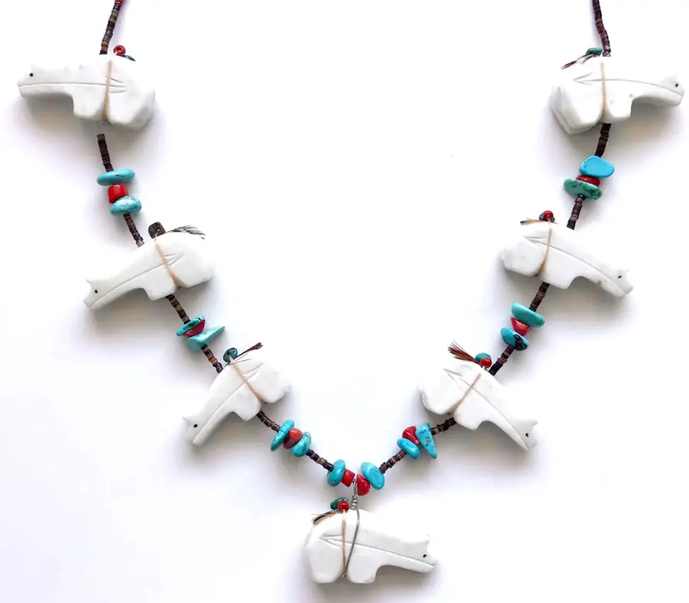 Vintage Zuni Fetish Bear Animal Totem Necklace from ChicVintageHawaii on Etsy
