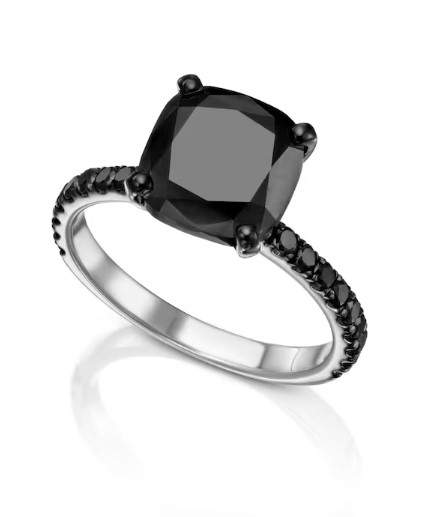 Big 3 Carat Cushion Cut Black Engagement Ring from AmberjackJewellery on Etsy