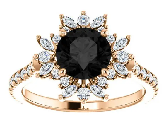 Blooming Flower Black Diamond Ring from SophiaJewelry on Etsy