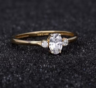 Oval Cut Solitaire 14k Solid Gold Engagement Ring from FiEMMA on Etsy