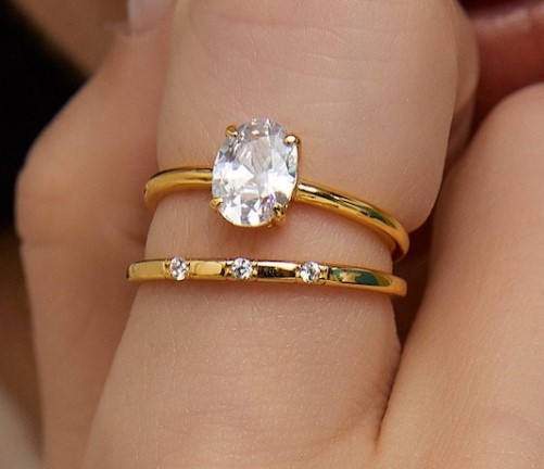 Oval Rings Cz Engagement Rings Stacking Ring Set from EricaJewels on Etsy
