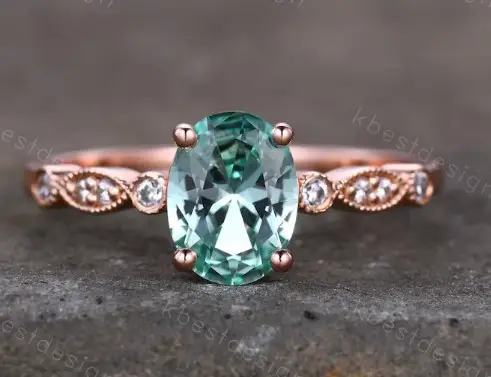 Green Oval Sapphire Engagement Ring from kbestdesign