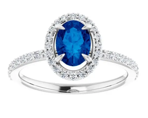 Halo Oval Natural Sapphire Ring from SopiaJewelry