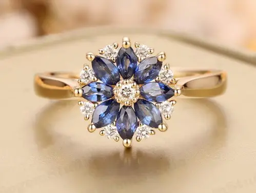 Natural Blue Sapphire Engagement Ring from AHBogemStudio