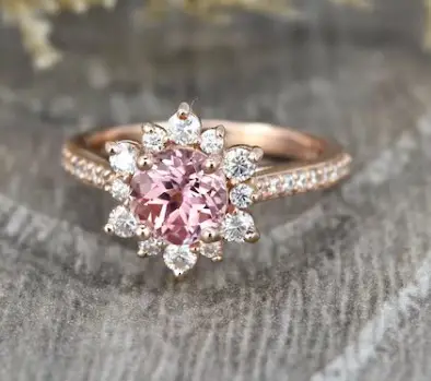 Peach Sapphire Engagement Ring from Sapheena