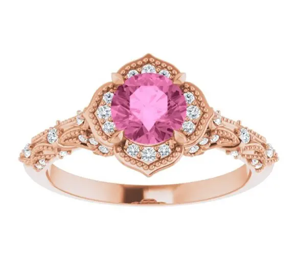 Vintage Floral Pink Sapphire Engagement Ring from SopiaJewelry