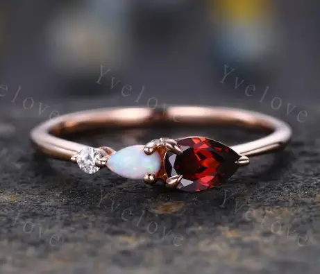 Vintage Red Garnet Opal Engagement Ring from yvelove