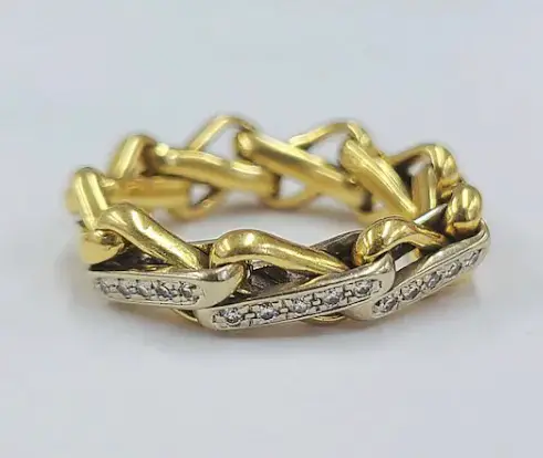 18K Pomellato Chain Link and Diamond Ring from AskaArtisanbyLisa on Etsy