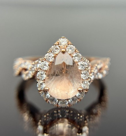 Neil Lane 14k Diamond & Peach Morganite Halo Ring from mbrosjewelry on eBay