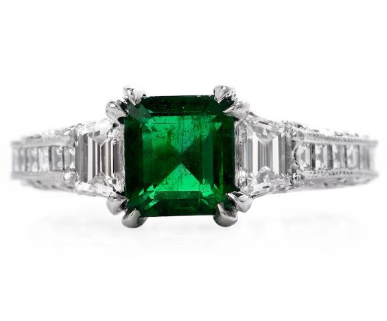 Tacori Diamond Certified Zambian Emerald Platinum Ring from DoverJewelry on Etsy