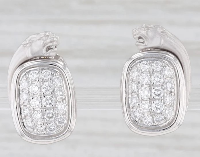 Carrera Y Carrera Diamond Panther Earrings from JewelryAuthority on Etsy