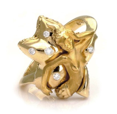 Carrera y Carrera Diamond Gold Mermaid Starfish Ring from etreasure4u on eBay