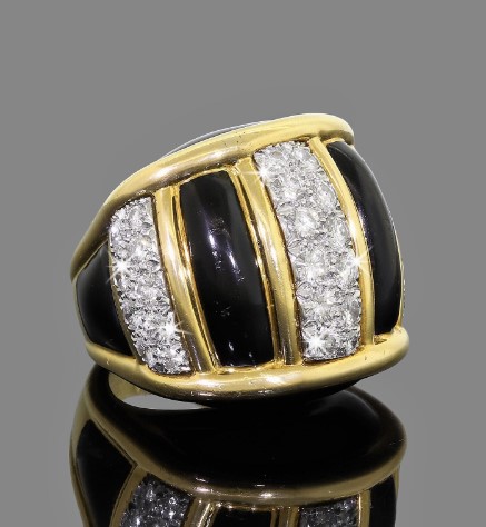 David Webb Gold Diamond Enamel Cocktail Ring from coins-jewelry-collectibles on eBay