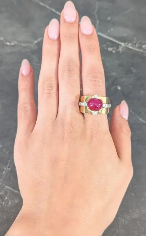 Vintage Ruby Cabochon Diamond Ring from WilsonsEstate on Etsy