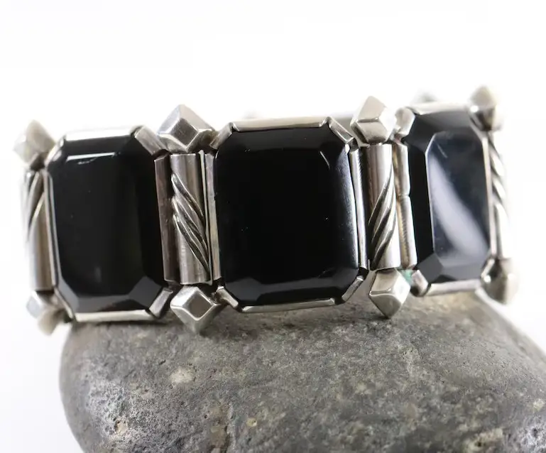Hector Aguilar Obsidian Panel Bracelet from CarmelVIntageJewelry on Etsy