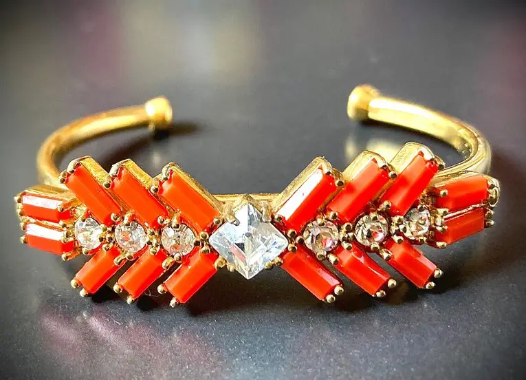 Henri Bendel Orange and Gold Bracelet from VintageLaneJewels on Etsy