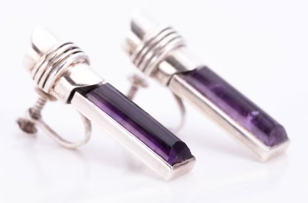 Vintage Antonio Pineda Silver and Amethyst Earrings from TheHillbillyHipster on Etsy